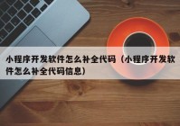 小程序开发软件怎么补全代码（小程序开发软件怎么补全代码信息）