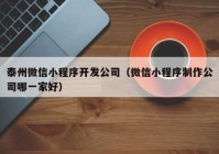 泰州微信小程序开发公司（微信小程序制作公司哪一家好）