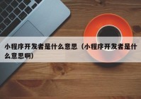 小程序开发者是什么意思（小程序开发者是什么意思啊）