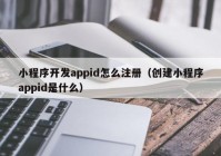 小程序开发appid怎么注册（创建小程序appid是什么）